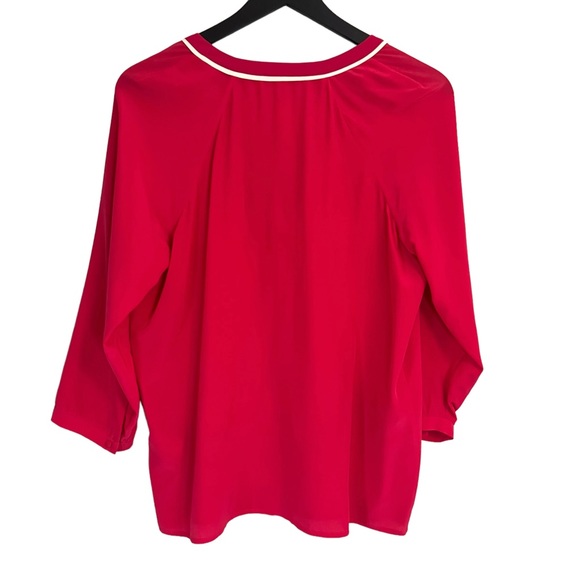 Joie Small Pink Silk V- Neck 3/4 Sleeve Blouse - Picture 2 of 8